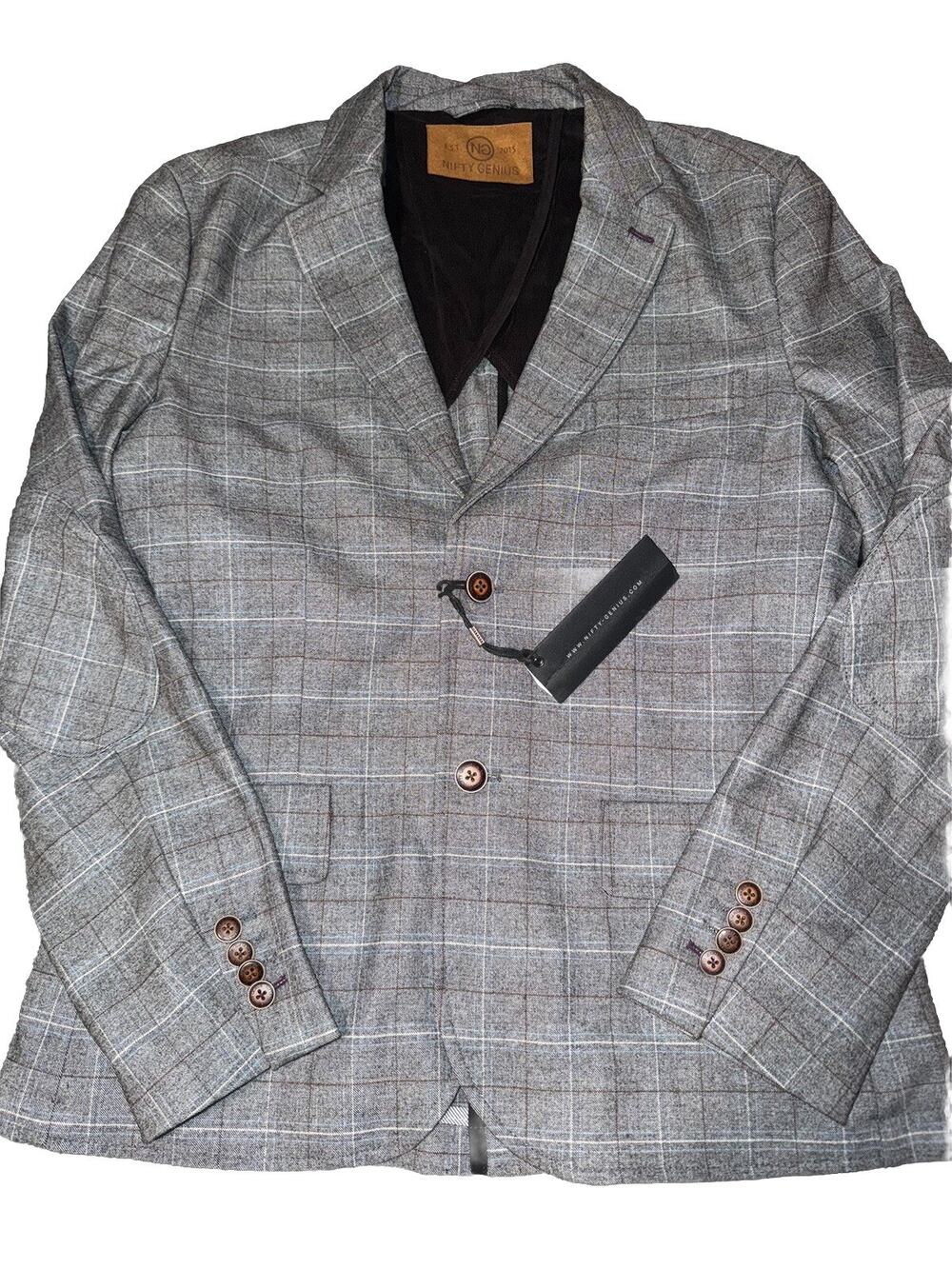 NWT Nifty Genius Blazer Sports Coat Gray Multi Mens Size Small